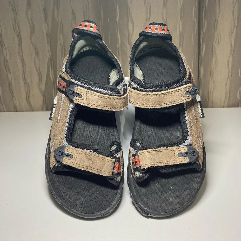 Teva Spoiler II Boy’s 3 Sport Sandals Trail Hiking Tan Black Adjustable Leather